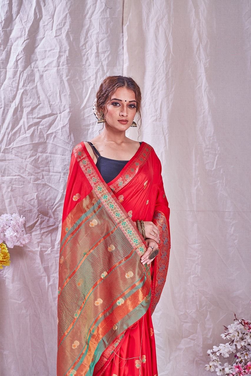 janivaram red saree for daily wear