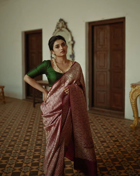 Red Color Zari Woven Pure Silk Kanjivaram Saree for Traditional Wear