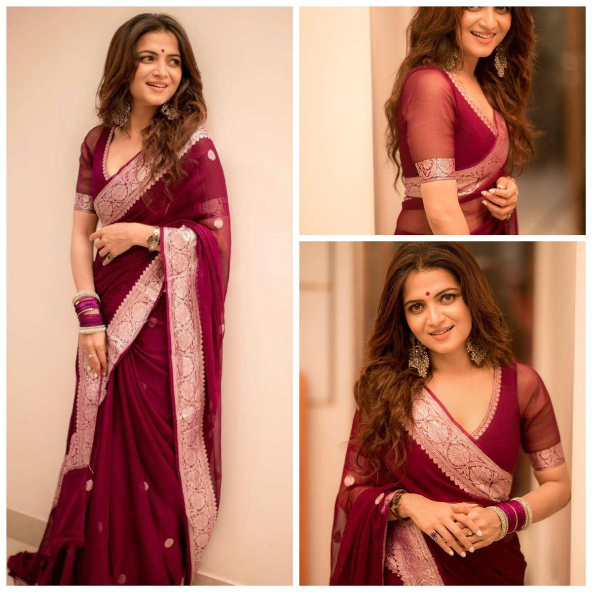 Elegant Maroon Banarasi Pure Cotton Silk Saree Adorned with Jacquard Patterns, Reflecting Timeless Grace