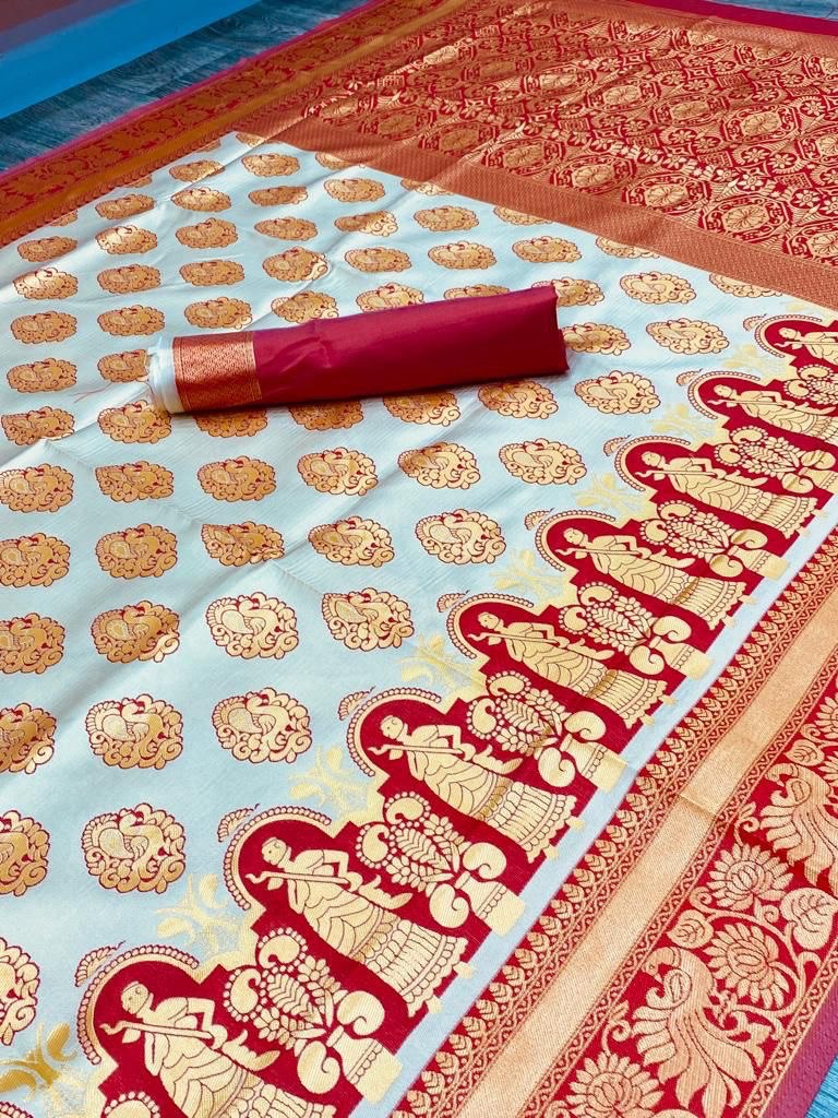 Woven Paithani Jacquard, Art Silk Saree  (Multicolor)