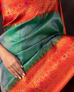 Beautiful Design Women's Banarasi Jacquard Cotton Silk Saree - Vootbuy