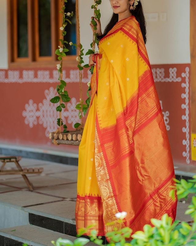 haldi special kanjivaram silk saree