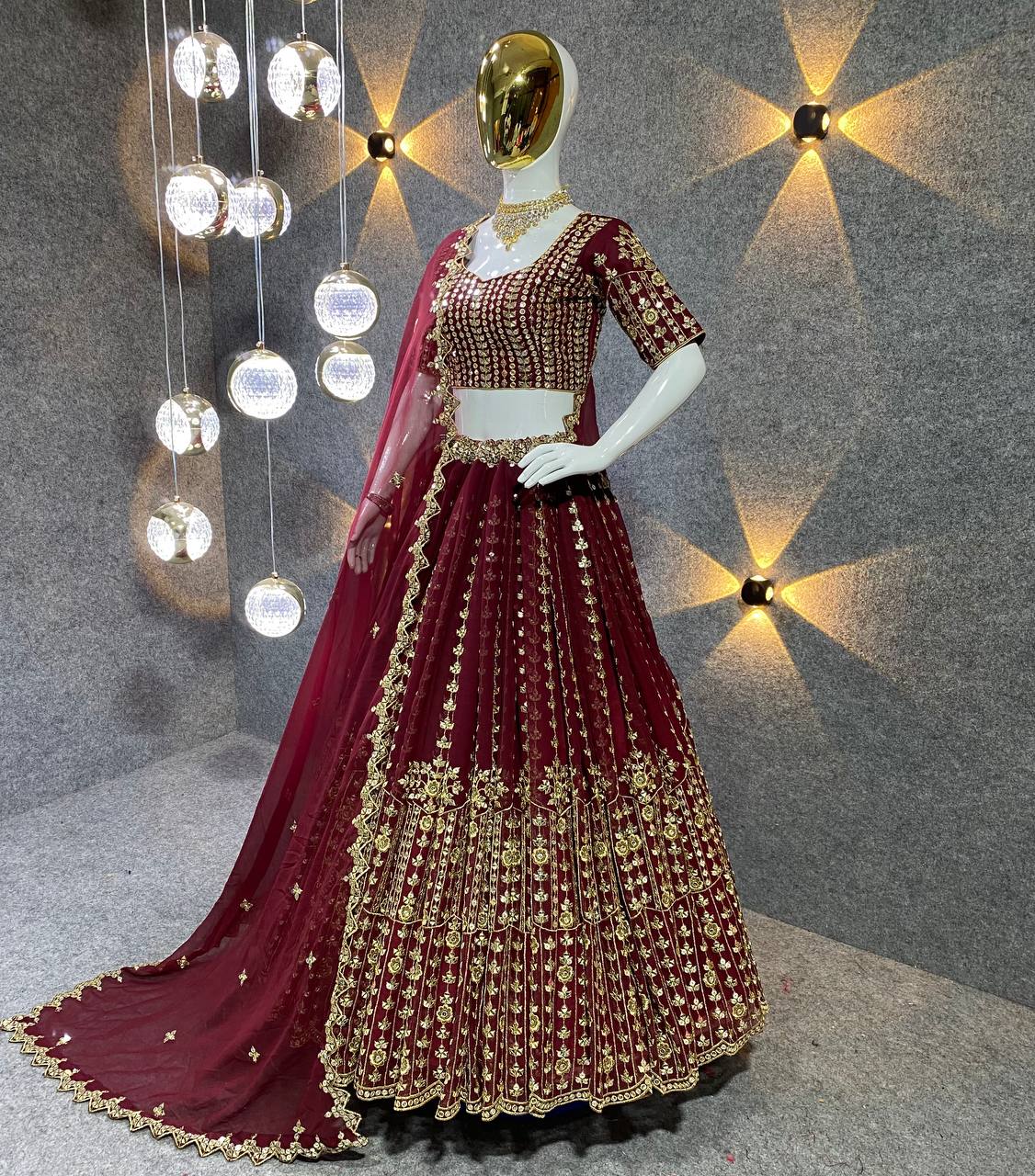 Maroon Colour Embroidered Attractive Party Wear Silk Lehenga choli lc-161