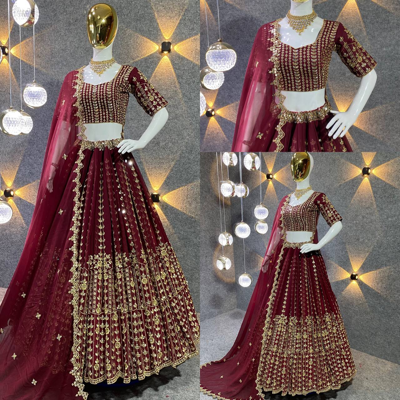 Maroon Colour Embroidered Attractive Party Wear Silk Lehenga choli lc-161
