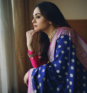 Elegant Royal Blue Zari Woven Banarasi Soft Silk Saree