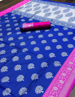 Splendid Royal Blue Soft Silk Banarasi Saree with Zari Detailing