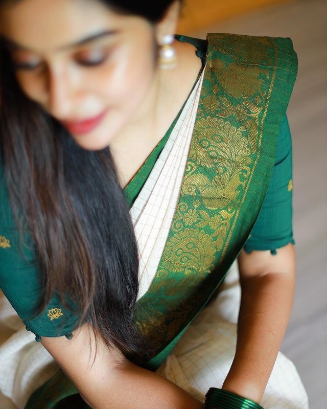 green soft silk saree
