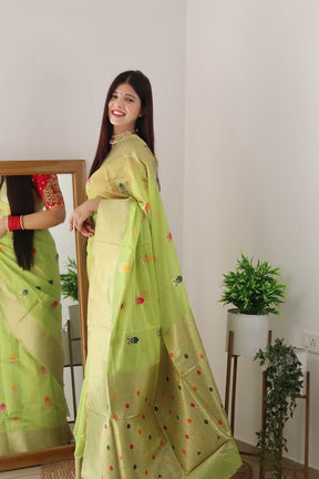 Festive Wear Hand Woven Organza Soft Silk Saree for Women's | Vootbuy