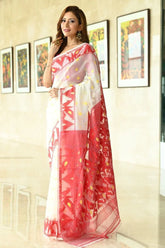 Vootbuy Special Jacquard Work Linen Cotton Saree with Beautiful Design