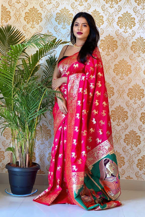 Designer Special Red Color Bollywood Silk Blend Saree for Women - Vootbuy