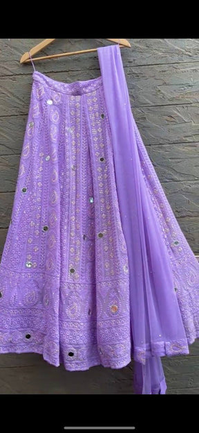 Light Purple Colour Embroidered Attractive Party Wear Silk Lehenga choli DC 166