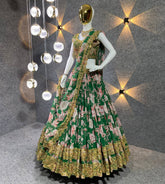 Green Colored Party Wear Silk Material With Lehenga choli