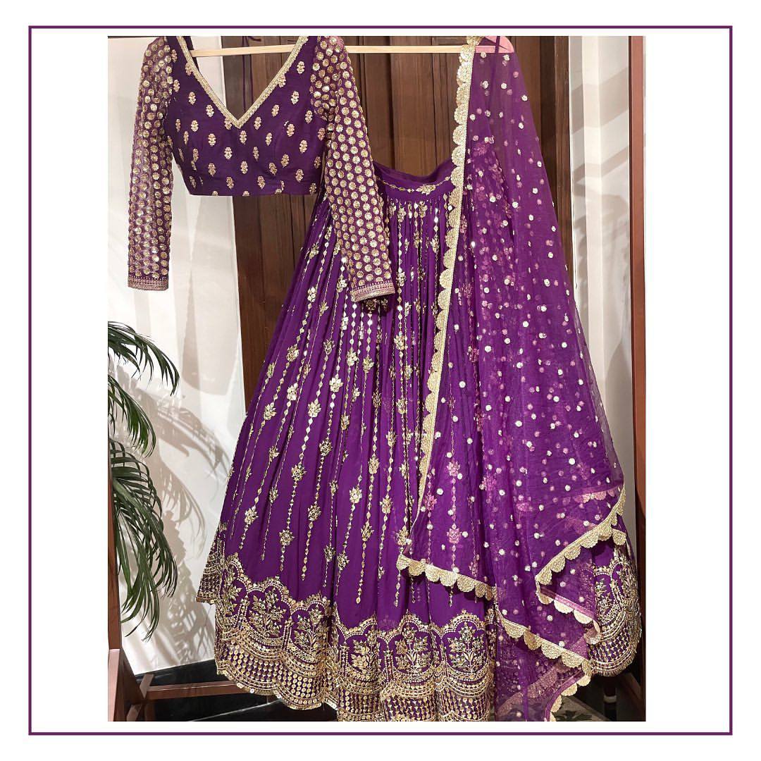 Purple Colour Embroidered Attractive Party Wear Silk Lehenga choli DC 171