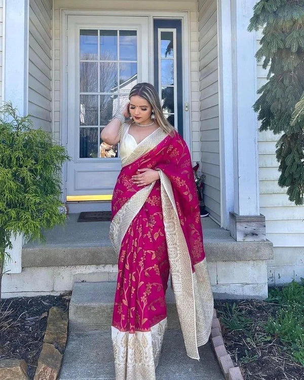 pink soft silk saree