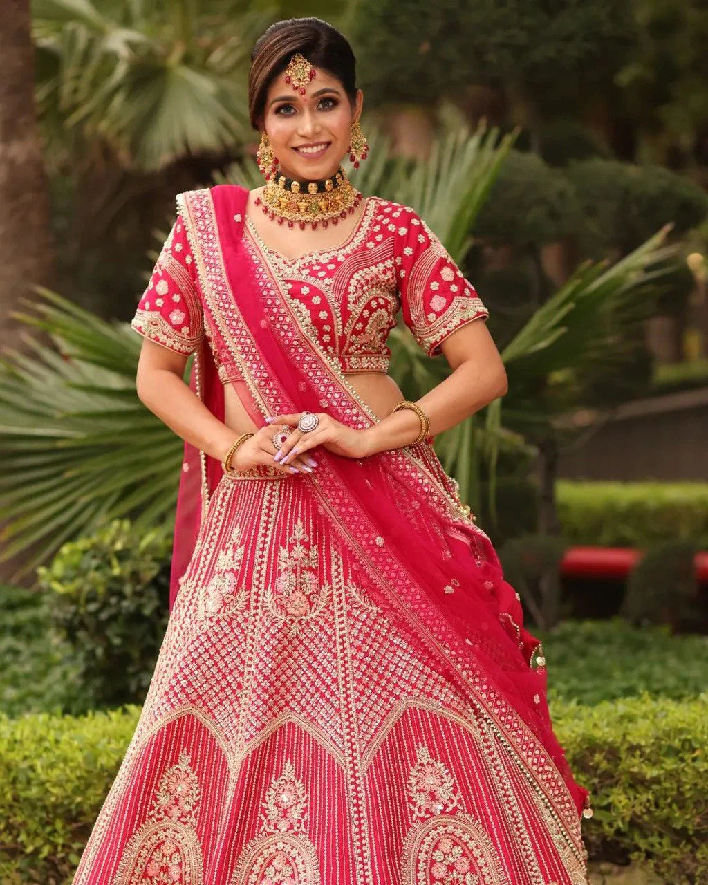 Red Colour Embroidered Attractive Party Wear Silk Lehenga choli SD 2039