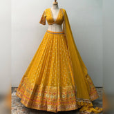 Yellow colour Colour Embroidered Attractive Party Wear Silk Lehenga choli SD 1067