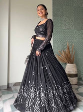 Black Colour & Sequence 9mm Work Embroidered Party Wear Lehenga choli DC 153