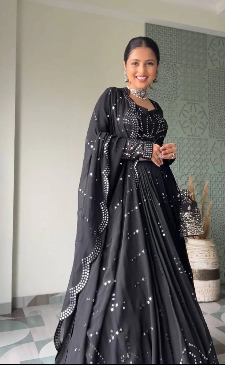 Black Colour & Sequence 9mm Work Embroidered Party Wear Lehenga choli DC 153